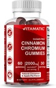 Vitamatic Sugar-Free Chromium Gummies with Ceylon Cinnamon - 2000 mg Equivalent Per Service ( 83 mg) – Non-GMO, Gluten-Free – 60 Vegan Gummies