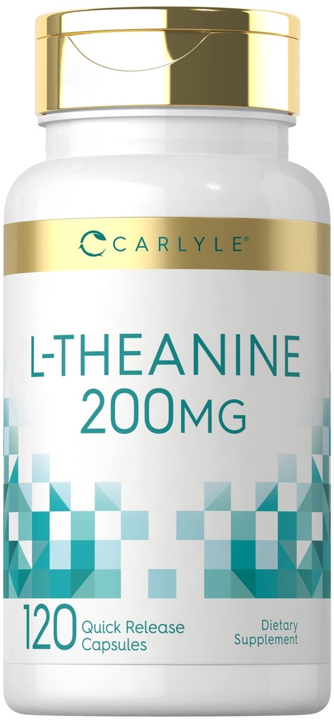 Carlyle L-Theanine 200 mg Supplement | 120 Capsules | Non-GMO, Gluten Free