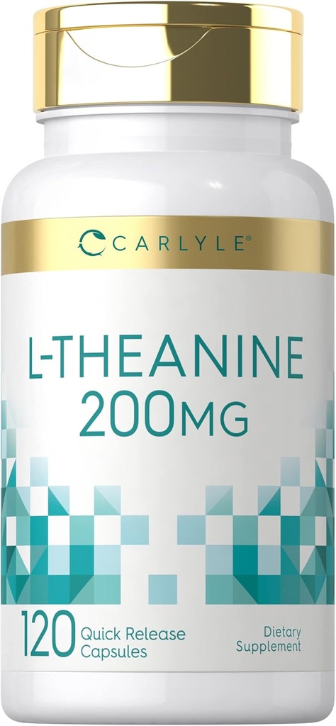 Carlyle L-Theanine 200 mg Supplement | 120 Capsules | Non-GMO, Gluten Free
