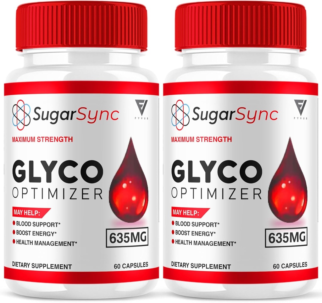 (2 Pack) Sugar Sync SugarSync Glyco Optimizer Capsules, Sugar Syn Maximum Strength Glycogen Optimizer ve Blood Support Supplement, SugarSync 635 mg Advanced General Health Formula (120 Capsules)