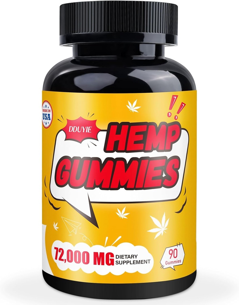 Hemp Gummies High Potency, Organic Hemp Supplement for Peaceful Bedtime, Pain, Mood - Pure Hemp Oil Extract - Natural Edibles Hemp Gummy Bears - Vegan, Non-GMO, Sugar Free