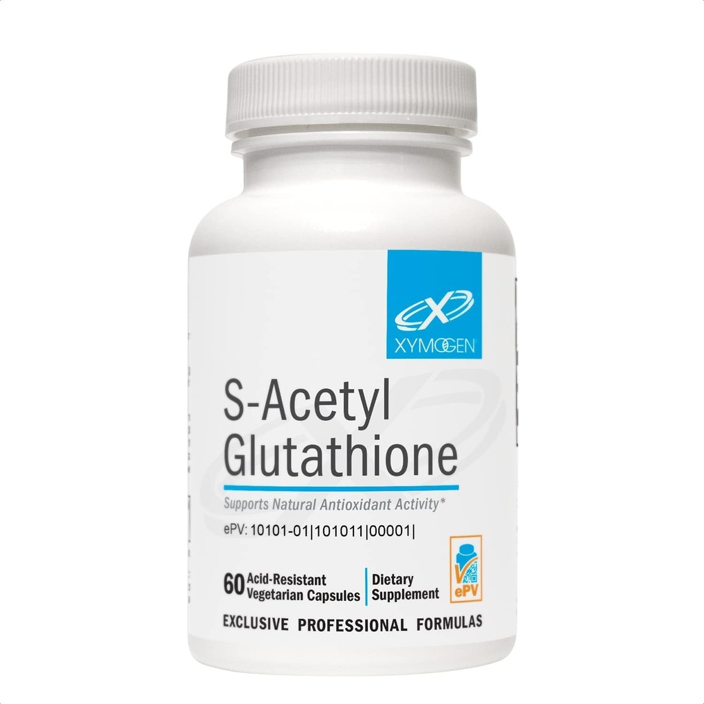 XYMOGEN S Acetyl Glutathione - Üstün Abvitamin Acetyla Glutathione Supplement ile Stomach Asit-Resistant Capsules - Sağlıklı Ağlama, Hücre Destek (60 Capsules)