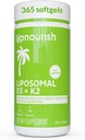 UpNourish Liposomal D3 & K2 MK-7, Optimal Bone ve Immune Health için Gelişmiş Aborpsiyon, 5000 IU 125 mcg D3 ve 100 mcg k2 Organik Piramit Yağı ile, 365 Mini softgels
