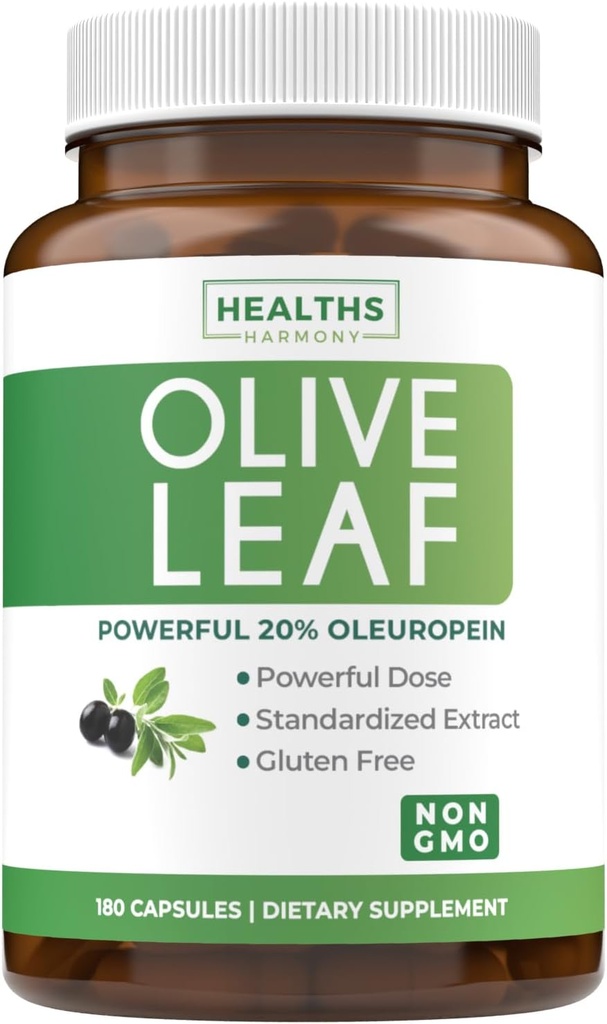 Super Strength Olive Leaf Extract Capsules - Vegan Non-GMO 750 mg Zeytinyağı Immunity Skin ve Heart Health Support için% 20 Ol Europein Antioksi Supplement ile - Amerika Birleşik Devletleri (6 Ay Supply)