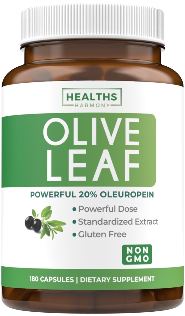 Super Strength Olive Leaf Extract Capsules - Vegan Non-GMO 750 mg Zeytinyağı Immunity Skin ve Heart Health Support için% 20 Ol Europein Antioksi Supplement ile - Amerika Birleşik Devletleri (6 Ay Supply)