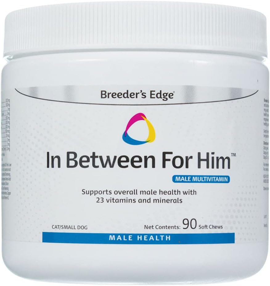 Breder’s Edge in Between for Him Multivitamin για αρσενικά σκυλιά και γάτες, υποστηρίζει την ενέργεια, Καρδιαγγειακή λειτουργία, και Prostate υγεία, 23 βιταμίνες και ορυκτά, Made in USA, 60 Count