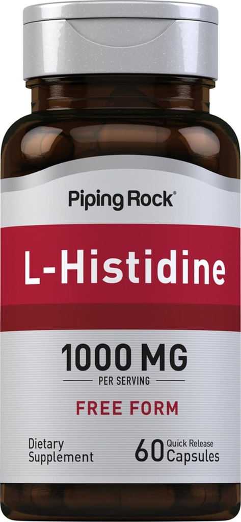 Piping Rock L- Histidine 1000 mg | 60 Capsules | Free Form Supplement | Non-GMO, Gluten Free