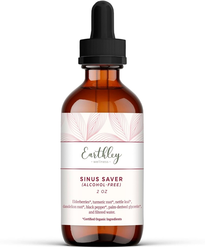 Earthley Wellness Sinus Saver, Φυσική θεραπεία, Χωρίς αλλεργιογόνα, Parabens, και συντηρητικά, βοηθά στην ενίσχυση της βιταμίνης C (2 oz, χωρίς αλκοόλ)