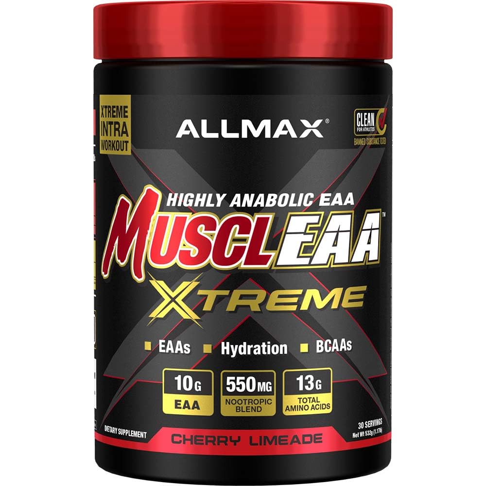 ALLMAX MUSCLEAA Xtreme, Cherry Limeade - 532 g Toz - EAAs, BCAAs & Hydration - Up to 30 Serviss -