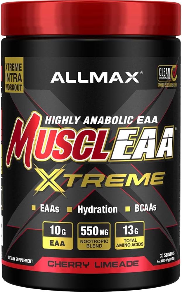 ALLMAX MUSCLEAA Xtreme, Cherry Limeade - 532 g Toz - EAAs, BCAAs & Hydration - Up to 30 Serviss -