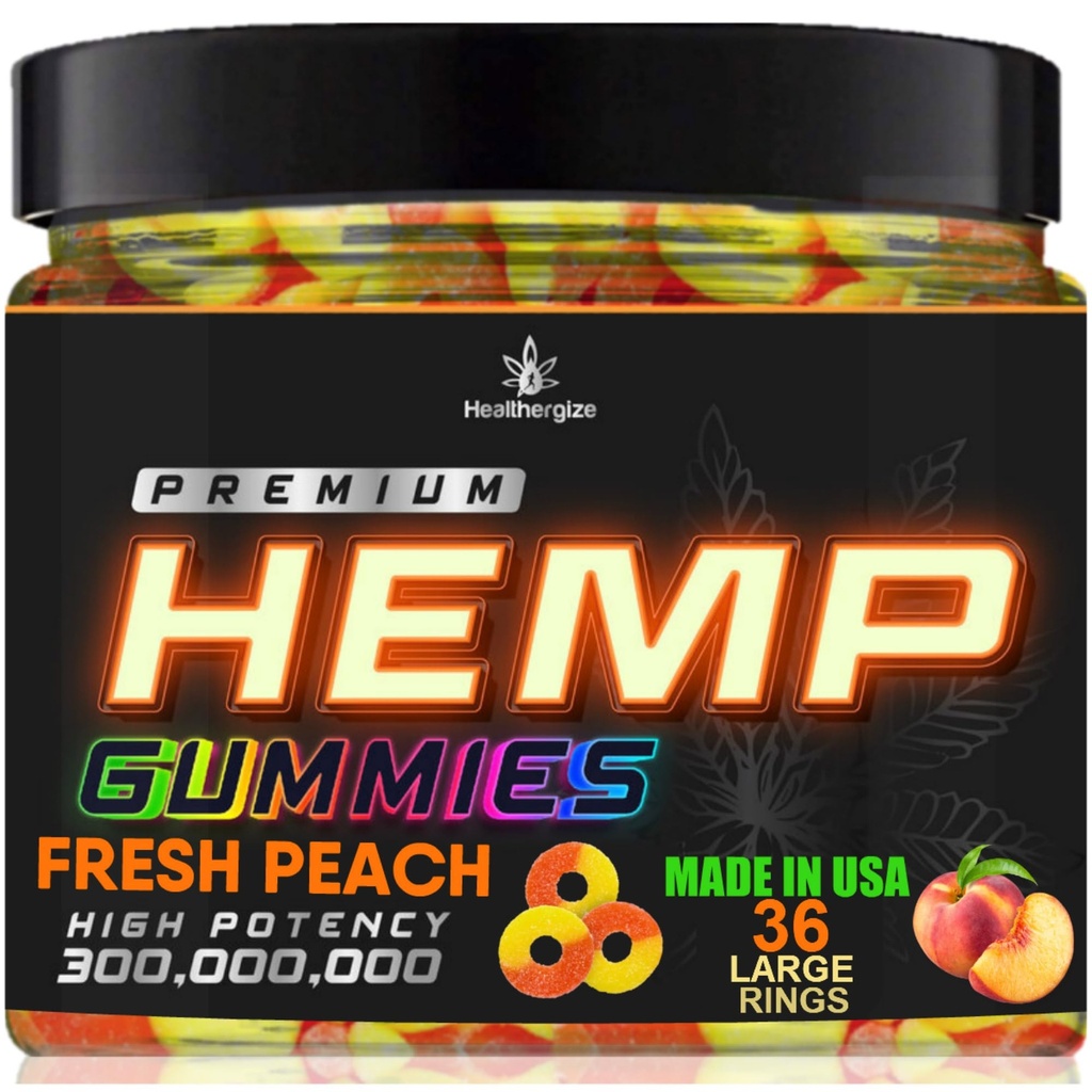Χεμπ Gummies Ροδάκινο δαχτυλίδι Gummy Bears-Φυσικό έλαιο κάνναβης για την ειρήνη και χαλάρωση-Προωθήστε τον ύπνο και την ηρεμία-Non Groggy βρώσιμα-Φυσικό Omega-Made στις ΗΠΑ