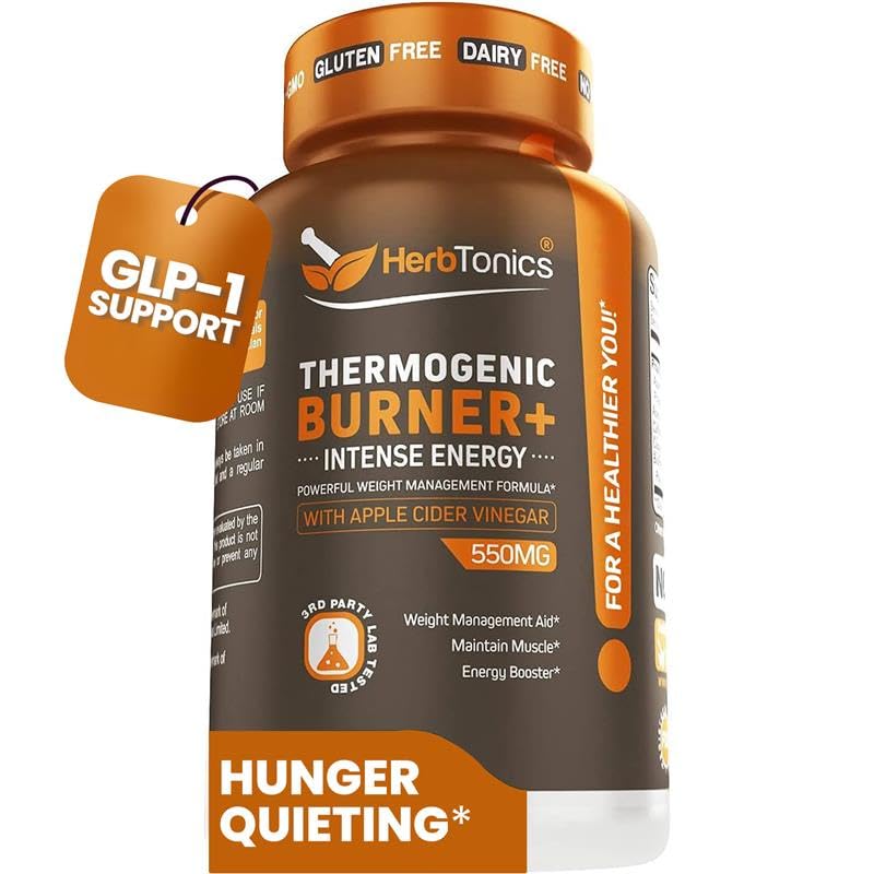 Herbtonics Θερμογόνος Burner + μηλίτη της Apple Ξύδι – Συμπλήρωμα Διαχείρισης Βάρος για γυναίκες & άνδρες, Υποστήριξη Διαχείριση Ορεινών, Μεταβολισμός & Ενέργεια, 60 κάψουλες χορτοφάγων