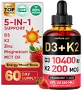 Venture Pal 5-σε-1 Βιταμίνη D3 10000 IU & K2 ως MK-7 200mcg με μαγνήσιο, MCT Oil, ψευδάργυρος, ζάχαρη-ελεύθερο βιταμίνη D Liquid 