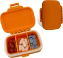 Travel Pill Organizer - Durable, Watertight Pill Case Travel Size with 3 Compartments - Compact Pill Travel Case for Vitamins, Supplements, Medicine - Travel Pill Container for Purse (Orange)