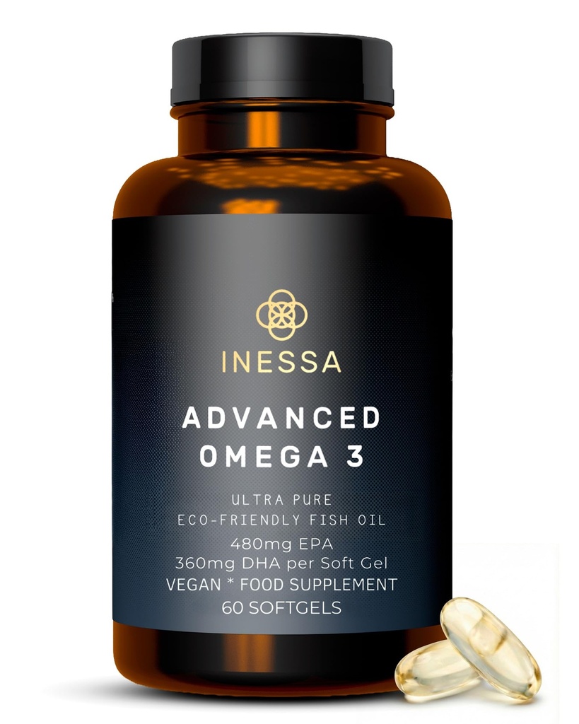 Omega 3 Fish Oil 1200 mg (480 mg/360 mg DHA per Capsule) High Strength, Ultra Pure, Eco Friendly 60 Capsules, 2 Ay Supply. GMP & Deniz Sertifikaları Arkadaşları
