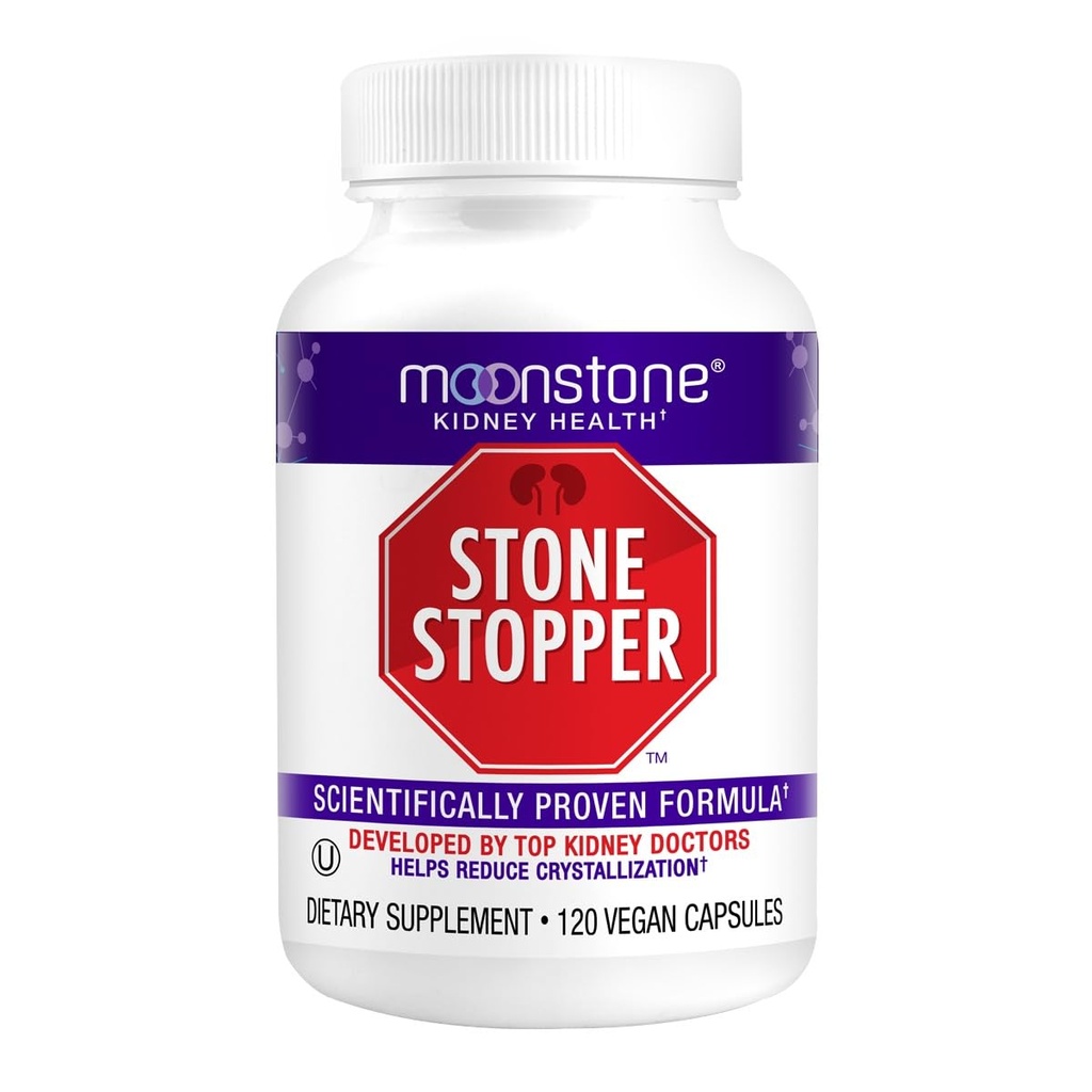 Moonstone Stone Stopper Capsules, Kidney Stone Prevention, Calcium Oxalate Protector, Alkali Citrate Support Supplement, Developed by Urologists to Support Kidney Health, 30 Day Supply (120 Count)