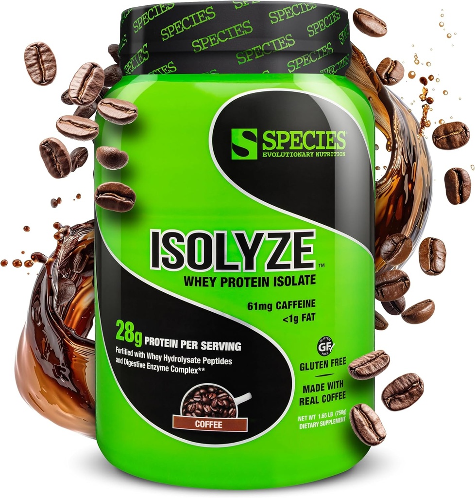 Tür Beslenme Isolyze Whey Protein Tozu, 100 Whey Isolate for Muscle Building, 27.5g Protein Per Scoop, No Sugar & Low Fat (Coffee, 22 Hizmet)