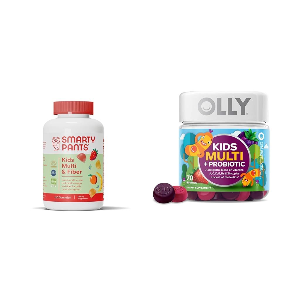 SmartyPants Kids Multivitamin Gummies and Fiber Supplement: Ωμέγα 3 Fish Oil & OLLY Kids Multivitamin + Probiotic Gummy, Digestive και ανοσοποιητική υποστήριξη