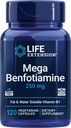 Life Extension Mega Benfotiamine, 250 mg, bir Fat-plastik thiamin, sağlıklı Metabolism, Ultra-bio available B1, yüksek Potency, Gluten-Free, Non-GMO, Vegetarian, 120 Capsules