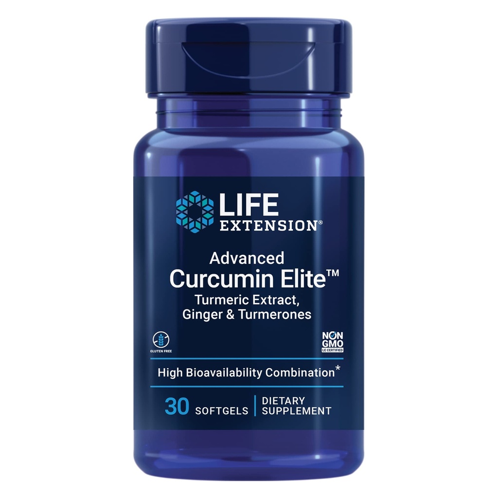 Life Extension Advanced Curcumin Elite Turmeric Extract, Ginger & Turmerones – For Inflammation Health Support and Cardiovascular & Brain Health – Gluten-Free, Non-GMO – 30 Softgels