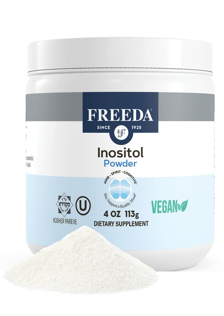 FREEDA Pure Myo-Inositol Toz - Hormonlar için B8 Vitamini, Mood & Cellular Health – Destekler Fertness, Focus, Energy & Nervous System Function – Kosher, Vegan, Non-GMO, Gluten-Free (4 oz)