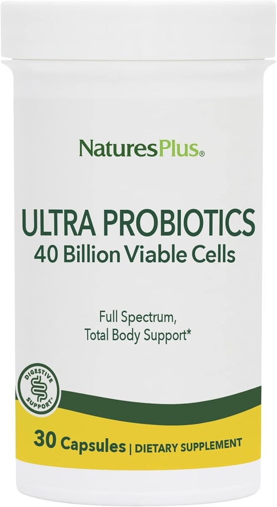 NaturesPlus Ultra Probiyotiks - 30 Vegan Capsules - Full Spectrum Total Body Support - Prebiyotik Acai - 30 Hizmet