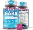 GABA Gummies 500 mg - Ζάχαρη-free Calm Gummies με L Theanine, 5-HTP, Βιταμίνες D3, B12, Ashwagandha, Melatonin-free για το Brain Calm, Mood, Zzz Better, GABA Supplement for Adult, Blueberry Flavor, Vegan