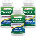 Best Naturals Βιταμίνη Β-12 ως Methylcobalamin (Methyl B12), 6000 mcg 60 Υπογλώσσια δισκία (60 Count (Pack of 3))