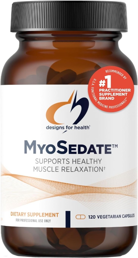 Designs for Health MyoSedate - Μαγνήσιο, Ρίζα Βαλεριάνας, Πάθος Λουλούδι + Κάλτσα Λεμόνι - Προωθεί υγιής χαλάρωση μυών + Ήρεμη υποστήριξη - Μη ΓΤΟ Βότανο + Συμπλήρωμα Ορυκτών (120 κάψουλες)