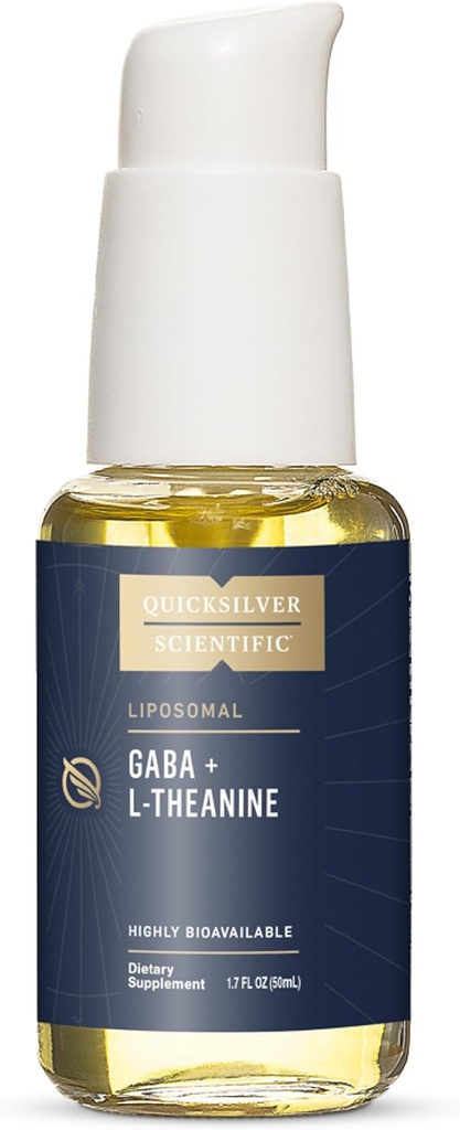 Quicksilver Scientific Liposomal GABA + L Theanine - Ηρεμία, Ανταπόκριση στο στρες & Εγκεφαλική Υποστήριξη - Βιοδιαθέσιμο συμπλήρωμα GABA με L Theanine 100mg (1.7oz/50ml)