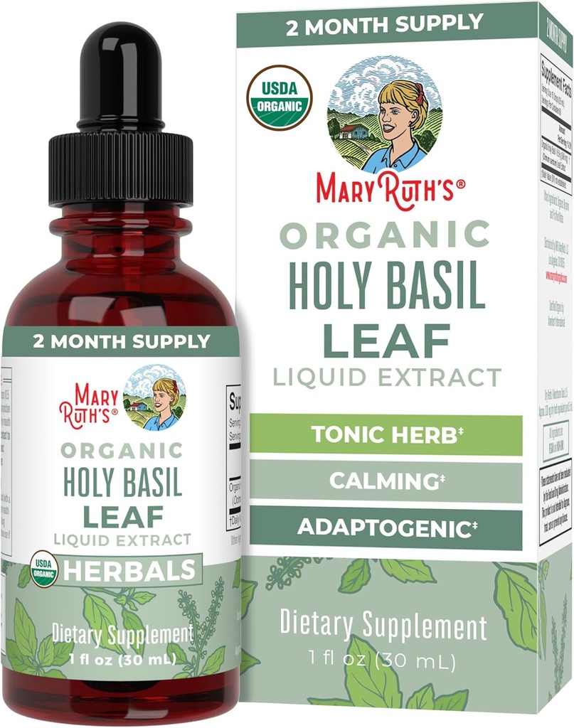 MaryRuth Organics Holy Basil Sugar Free | Tulsi Holy Basil Herbal Liquid Drops | Antioksi | Bilişsel Fonksiyonl | Digestive Support | Enerji Seviyeleri | Vegan | Non-GMO | 1 Fl Oz