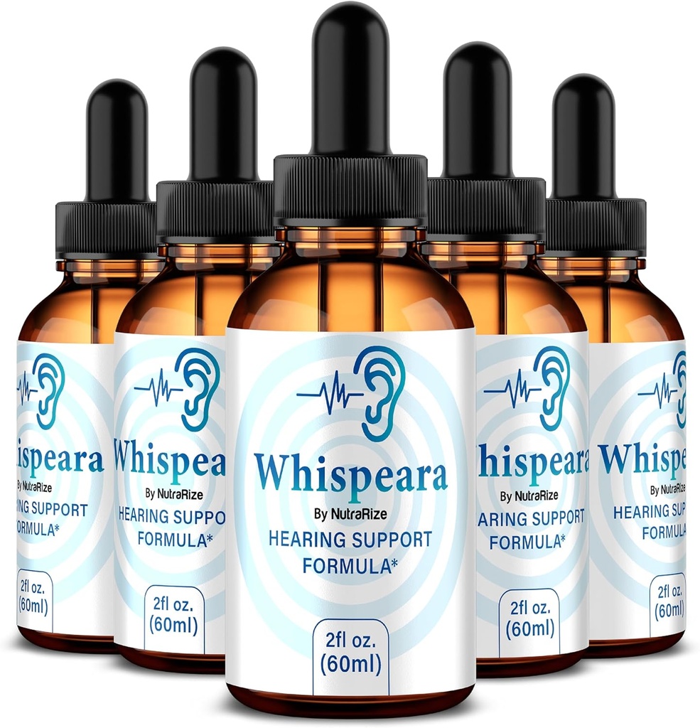 (5 Pack) Whispeara Drops - Resmi Whispeara Sağlıklı İşitme, Focus ve Performans, Tüm Doğal Whispeara İşitme Desteği Formula, Premium Whispeara Gotas Review (150 Hizmet)