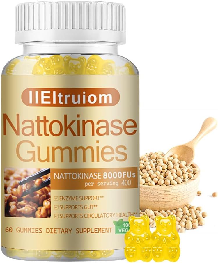 Nattokinase Supplement 8,000 FU(400 mg) Sürekli, Hawthorn & Beet Root Extract, Nattokinase Gummies Geleneksel Natto Extract Source, 60 Countss