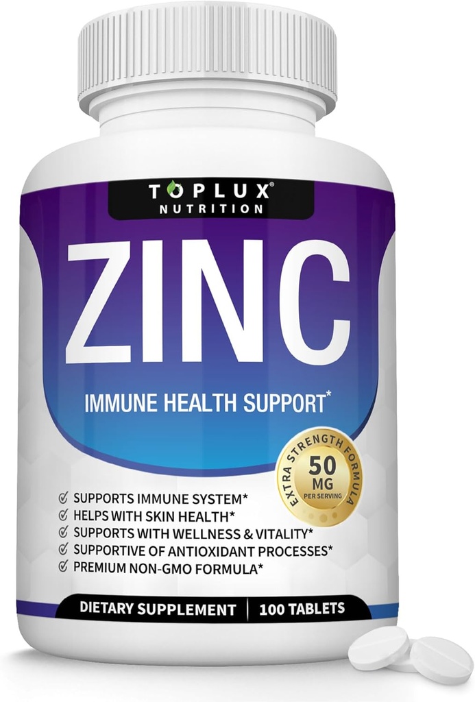 Immune Support için 50 mg - Pure Natural çinko Oksit Immune System, Skin & Antioxy Support, High Potency Immunity Alert, for Men Women, 100 Tabletler için
