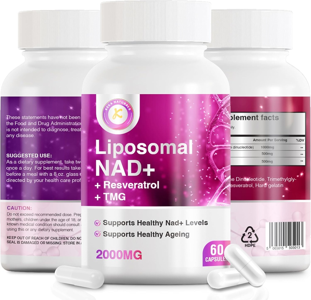 Αμιγής NAD ρεσβερατρόλη και TMG, 2000mg, 3 σε 1 Advanced Formula, ανοσοποιητική & ενεργειακή υποστήριξη, δέρμα & συνολική υγεία, 60 κάψουλες