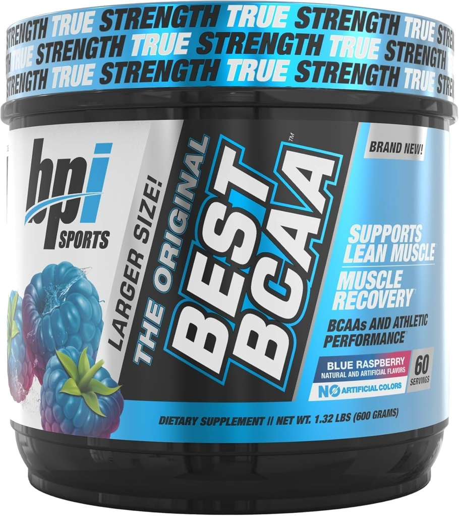 BPI Sports Best BCAA - BCAA Toz - Branşlı Zincir Amino Asitler - Kas Kurtarma - Kas Protein Synthesis - Geliştirilmiş Performans - Hydration - Blue Raspberry - 60 Hizmet - 2112 Oz