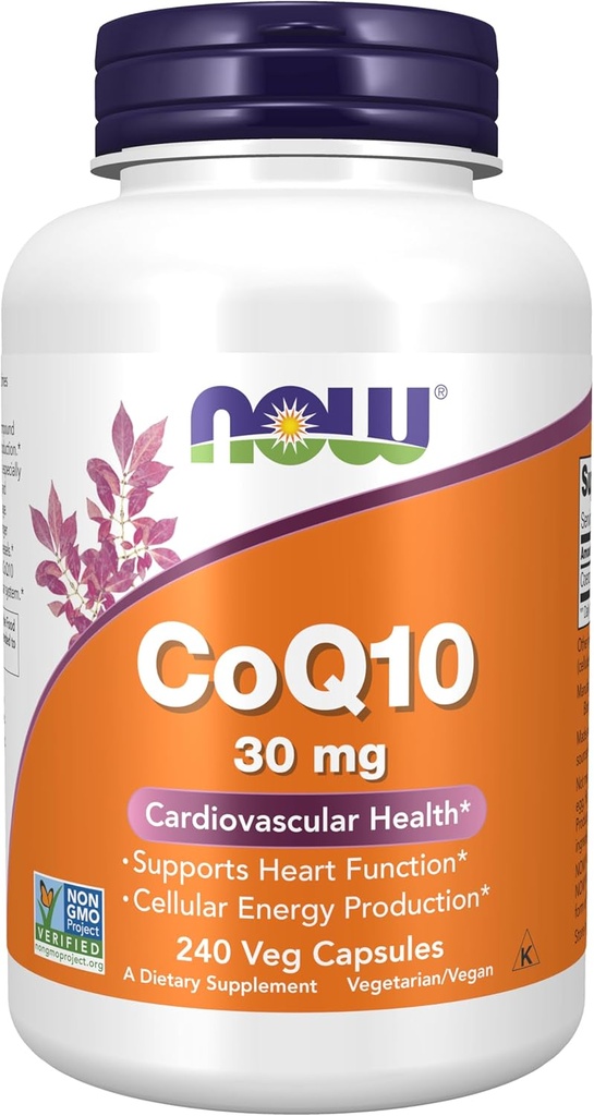 NOW Συμπληρώματα, CoQ10 30 mg, Φαρμακευτική Βαθμός, All-Trans Form που παράγεται με ζύμωση, 240 Veg Κάψουλες