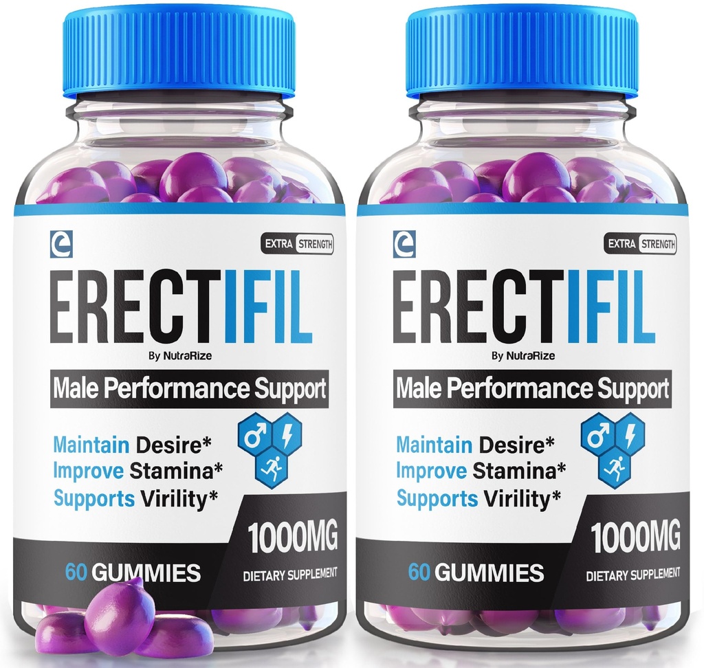 (2 Pack) Erectifil Gummies, Erectifil 1000 MG Gummies, Tüm Doğal Formula Erkekler için Destek, Genel Sağlık ve Peak Performansı için Premium Erkek Supplement, Erec tifil Gomitas Yorumlar (120 Gummies)