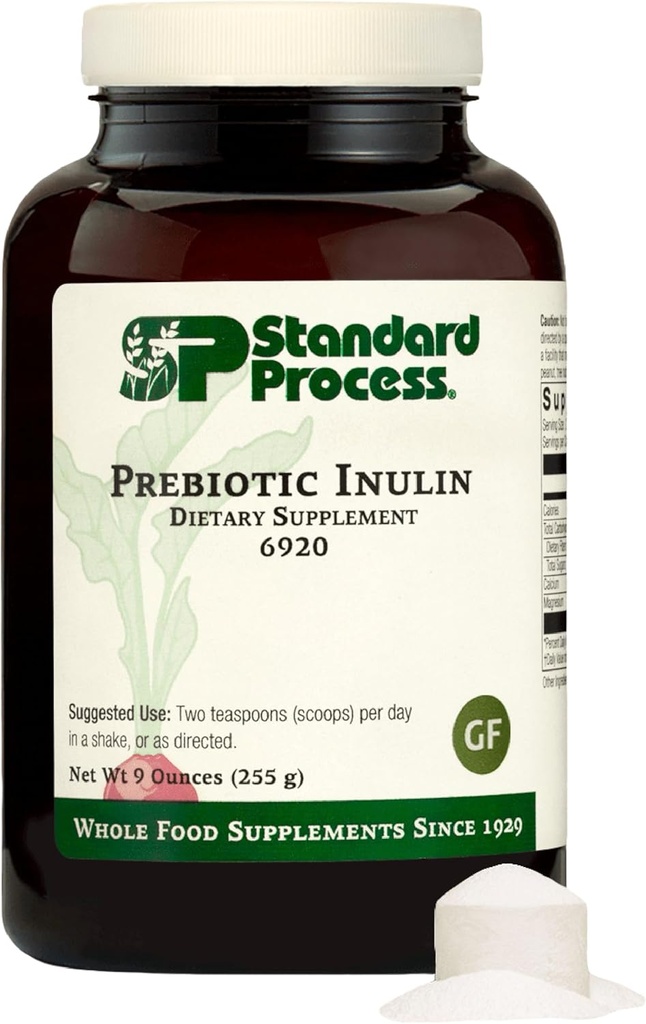 Standard Process Prebiotic Inulin - Gut Health & Immune Support Supplement - Calcium & Magnesium for Bone Health - Good Source of Fiber - Non-Soy, Non-Dairy, Gluten-Free & Vegan - 9 oz (255 g)