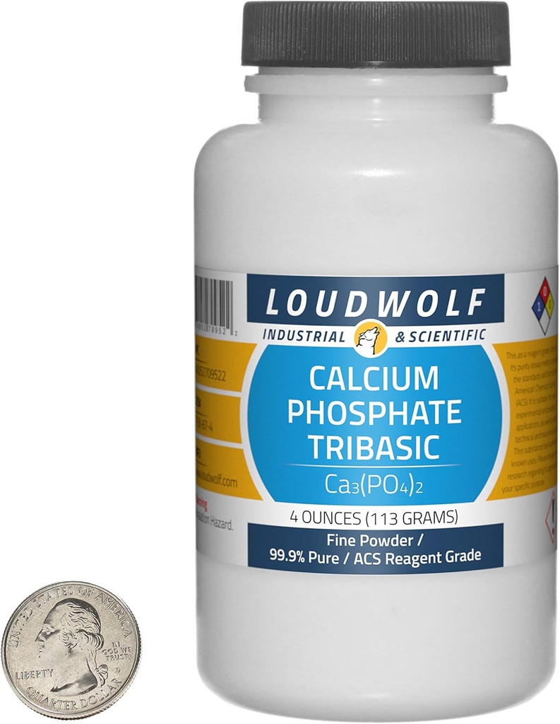Calcium Phosphate Tribasic / 4 Ounce Bottle / 99.9% Pure ACS Reagent Grade/Fine Powder