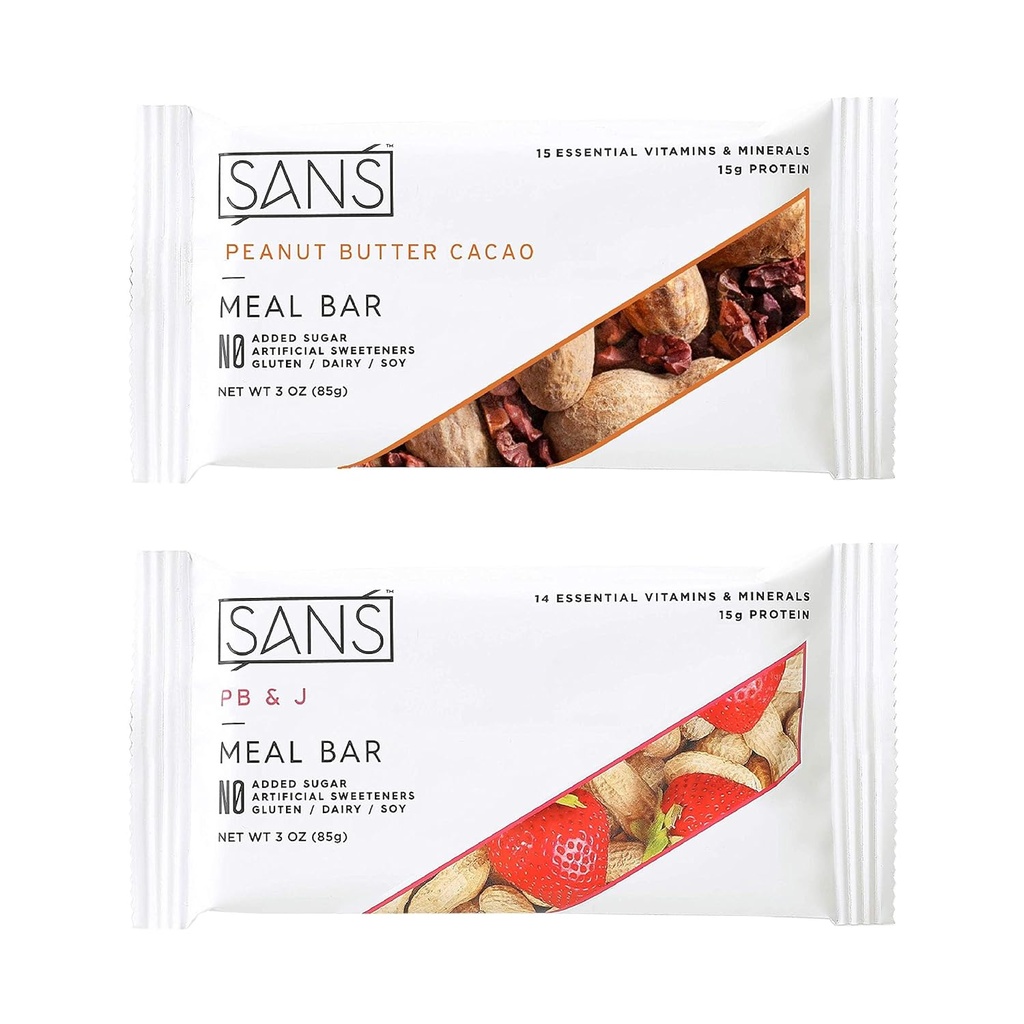 SANS Meal Yenileme Protein Bar | Tüm Doğal Beslenme Bar Ek Olmayan Şeker | Süt Özgür, Soy Özgür ve Gluten-Free | Essential Vitaminler ve Mineraller (Peanut Butter Lovers, 12 Pack)