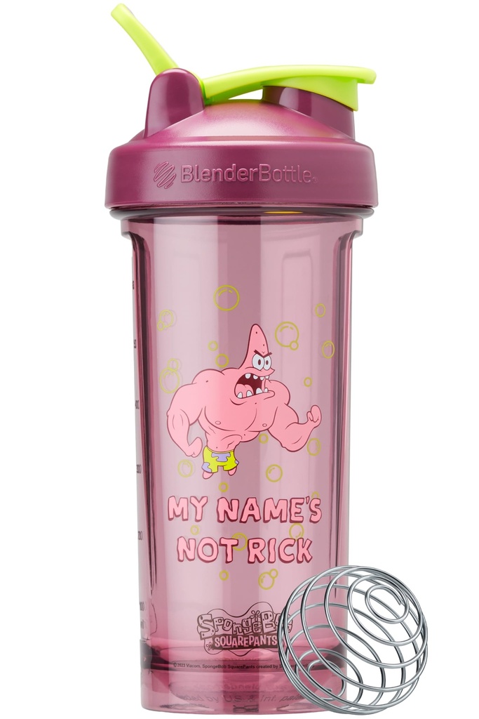 BlenderBottle Spongebob Shaker Şişe Pro Serisi Protein Shakes ve Pre Workout için Mükemmel, 28-Ounce, Red, My Names Not Rick