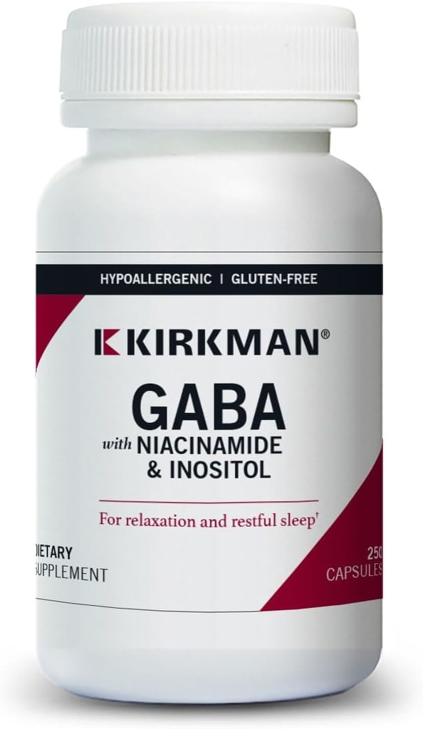 Kirkman - GABA με Νιακιναμίδη & Ινοσιτόλη - 250 Κάψουλες - Υποστηρίζει Χαλάρωση - Υποστηρίζει Ξεκούραστο Ύπνο - Υποαλλεργικό