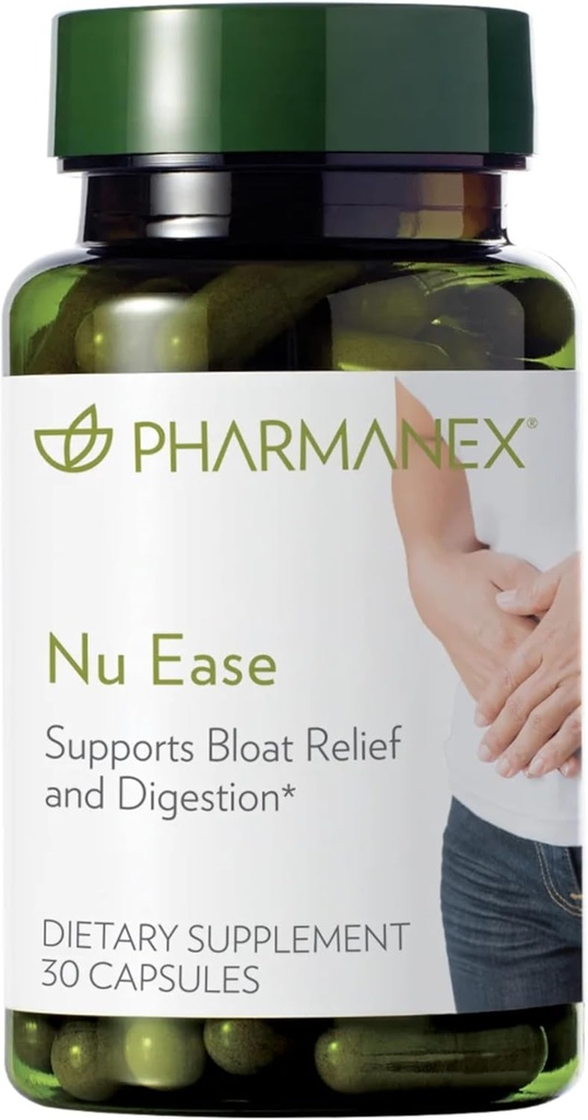 Nu Skin - Nu Ease Digestive Supplement | Bloating Relief, Dietary Supplement | Natural Plant Extracts, Non-Laxative | Antioksi Supplement, Gut Support | Supplement for Women (30 Capsules)