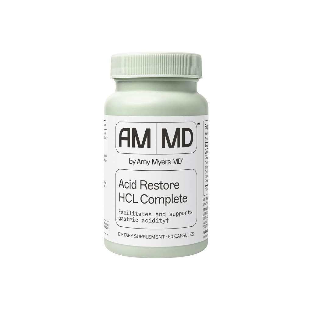 Amy Myers MD Acid Betaine & HCL ile Geri Döndü - Digestive & Gut Health Support - Terpery Elm Bark - Non-GMO, Gluten-Free & Non-Dairy - 60 Capsules (60 Hizmet)