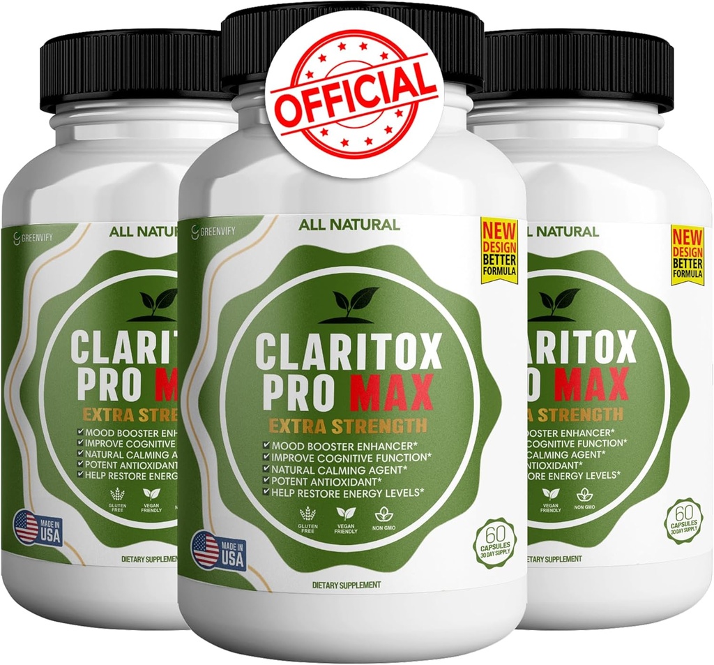 Claritox υπέρ Max επιπλέον συμπλήρωμα δύναμης, Booster Mood, Γνωστική ενίσχυση λειτουργίας, 180 κάψουλες (3)