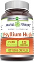 Amazing Formulas Psyllium Husk 750 mg Veggie Capsules Supplement | Non-GMO | Gluten Free | ABD'de Yapılacak | Vejetaryenler için Uygun (120)