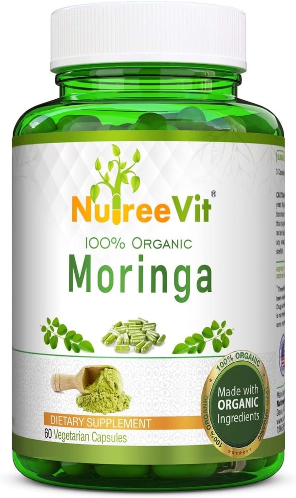 NutreeVit 100% Organik Moringa Capsules - 60 Kont Şişe