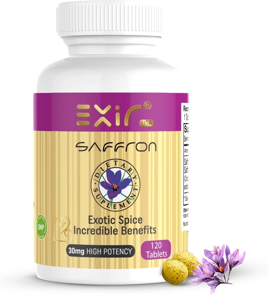 EXIR Nootropic Saffron Supplement Tabletler - Focus, mental Clarity & Cognition, 120 Tablets