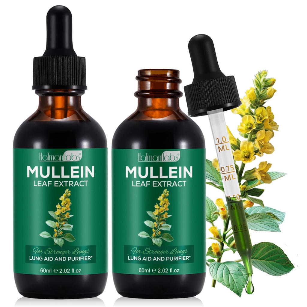 Lungs için Mullein Yaprakları, Lungs, Support Lung, Respiratory Function for Health Breathing, Improvement in Pulmonary Function, Natural & Safe Supplement (2 PC)